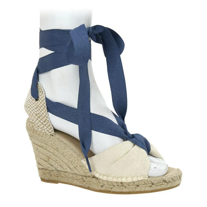 Adage Espadrille Wedge - Ecru/Azure