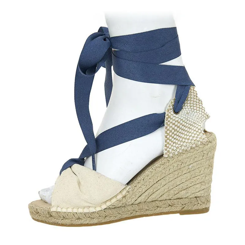 Adage Espadrille Wedge - Ecru/Azure