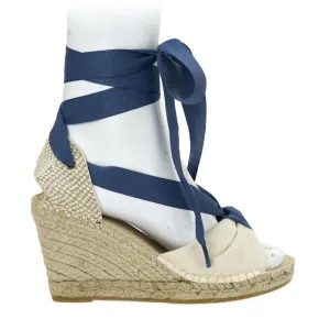 Adage Espadrille Wedge - Ecru/Azure