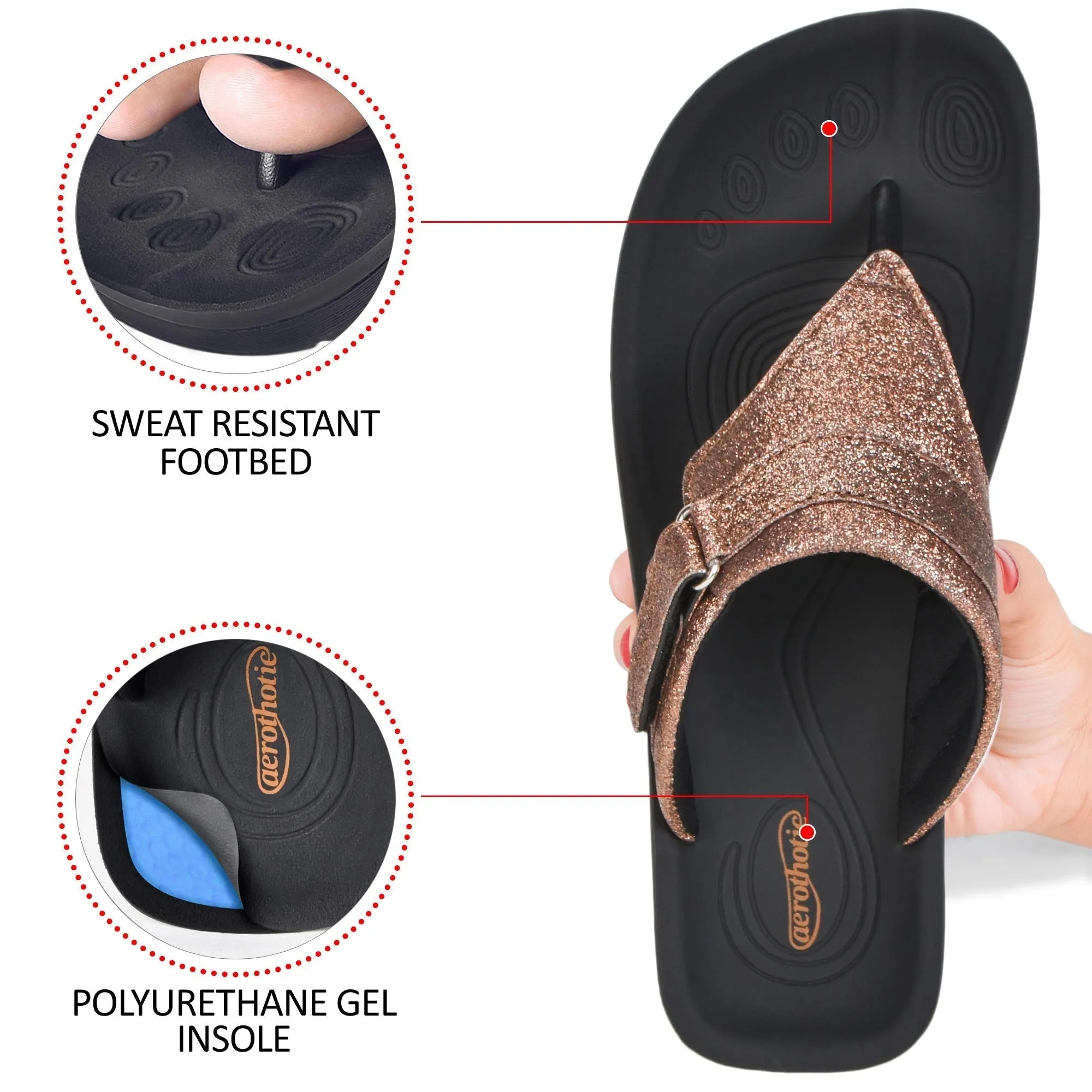 Aerothotic - Glynis Comfortable Casual Thong Women’s Walking Sandals.