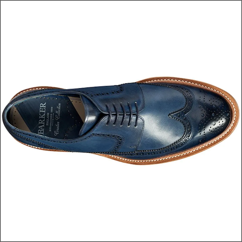 Barker Bailey Navy Hand Painted Derby Wingtip Brogue Size 9.5/