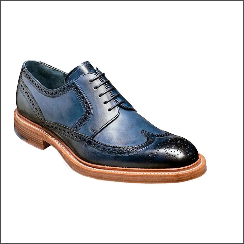 Barker Bailey Navy Hand Painted Derby Wingtip Brogue Size 9.5/