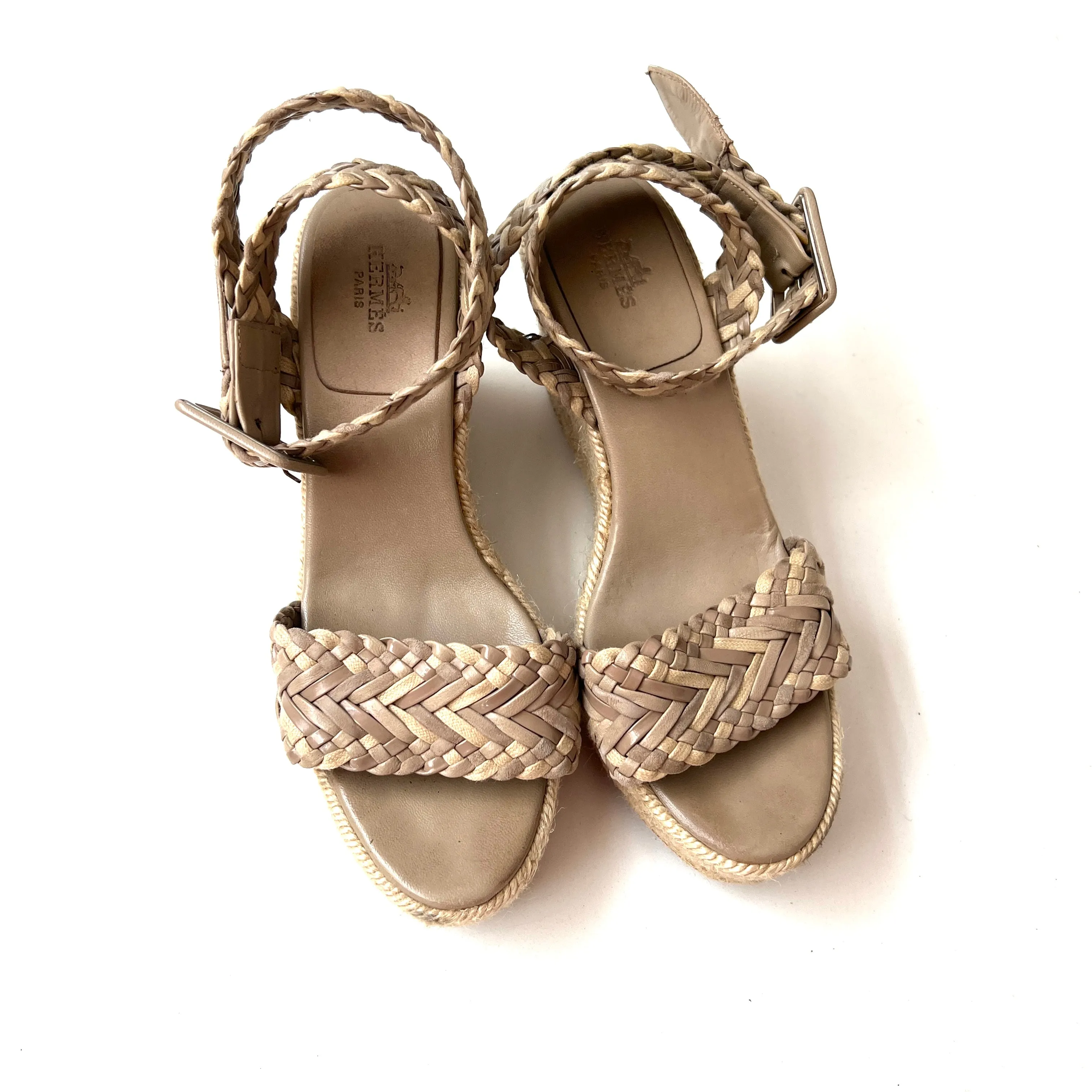 Beige Leather Espadrilles - 7.5