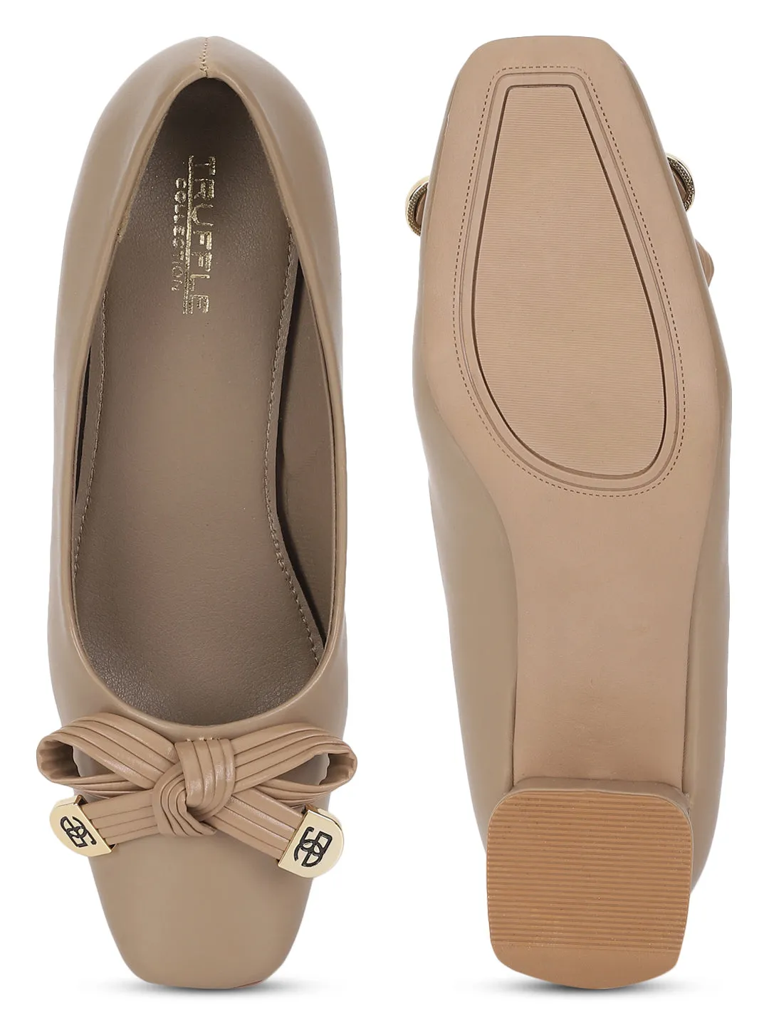 Beige PU Block Ballerina Sandals (TC-D09159-BEIG)