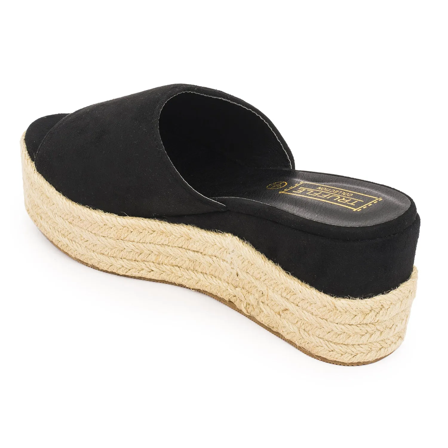 Black Flat Espadrille Wedges