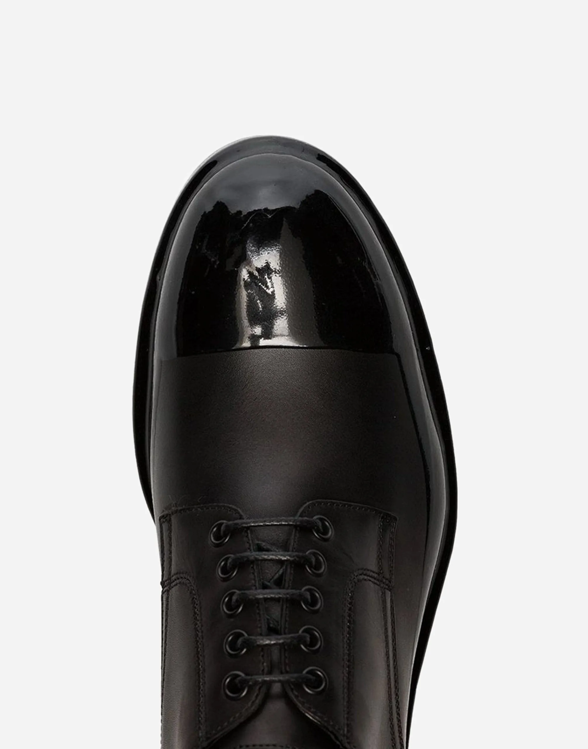 Black Logo Tab Leather Derby Shoes