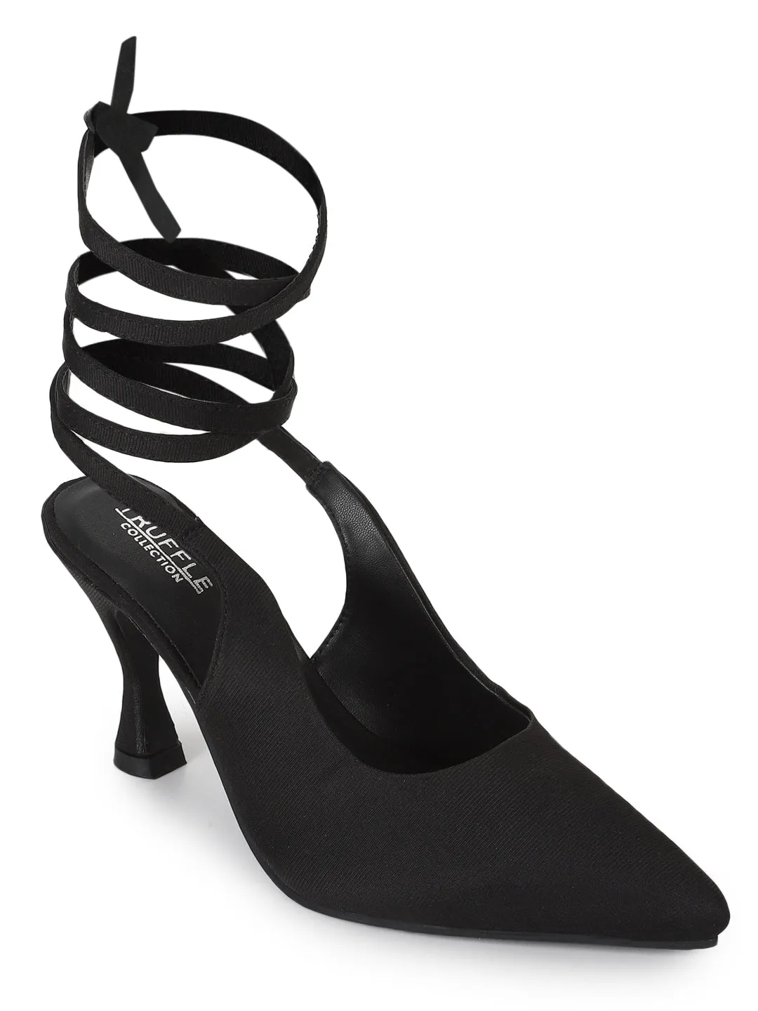 Black Lycra Stiletto Sandals (TC-ST-1240-BLK)