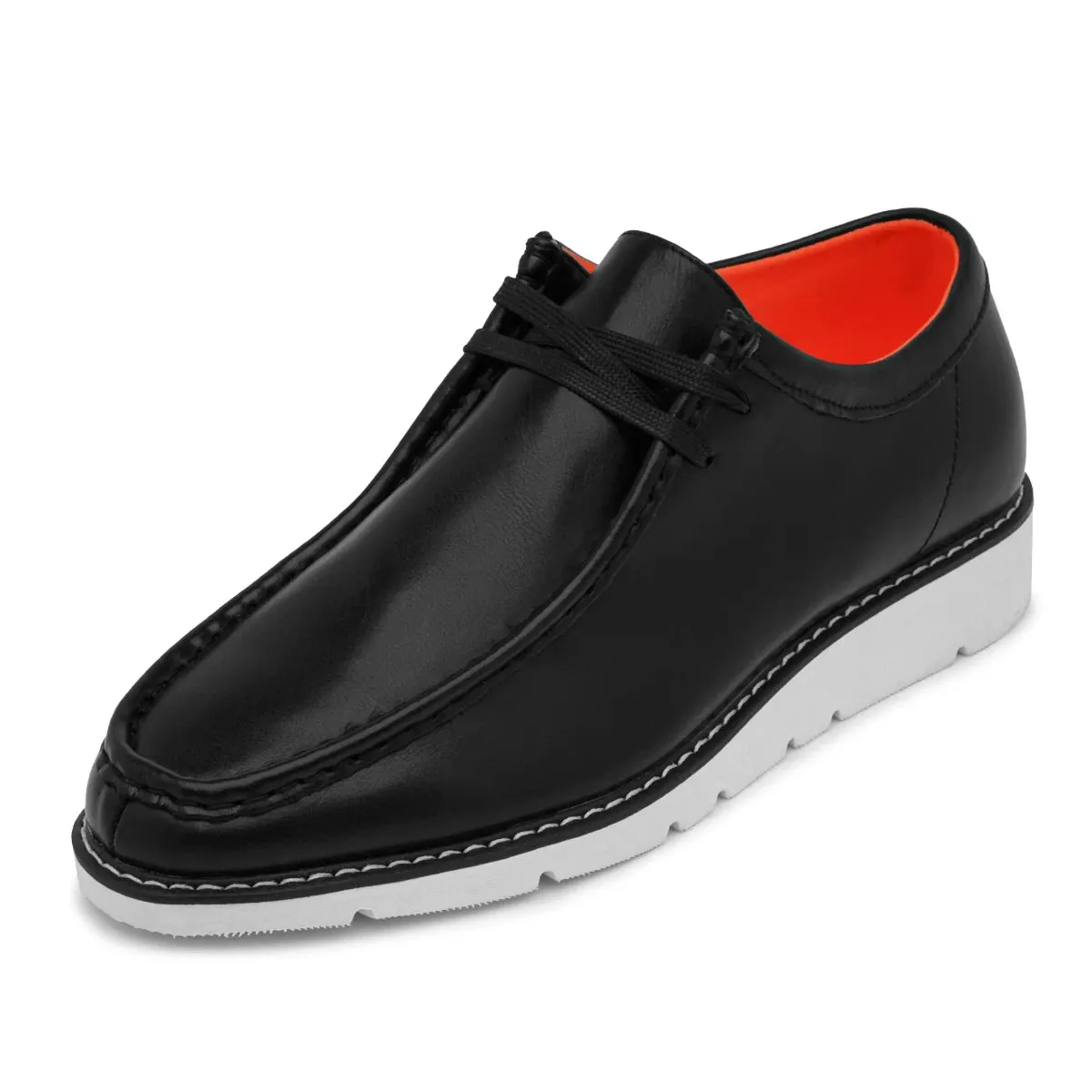 Black Men's Lace-Up Shoes TAYNO Leather Moc Toe Oxford Casual Sneaker the Haulover