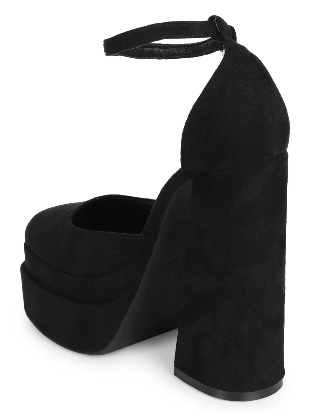 Black Micro Strappy Block Sandals (TC-GOWN1-BLKMIC)