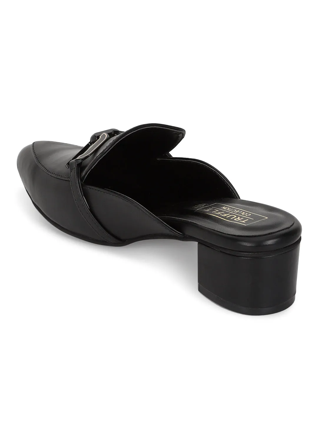 Black PU Block Mules (TC-REN-BL221-BLK)