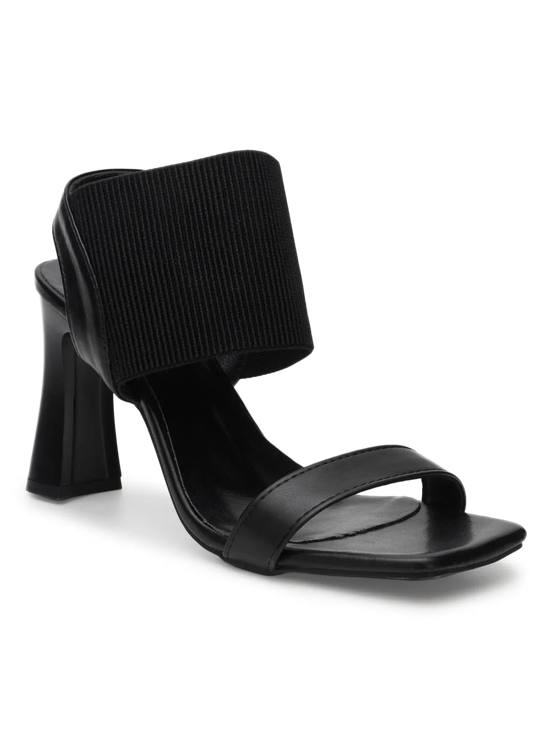 Black PU Block Stylish Sandals (TC-RS3699-BLK)