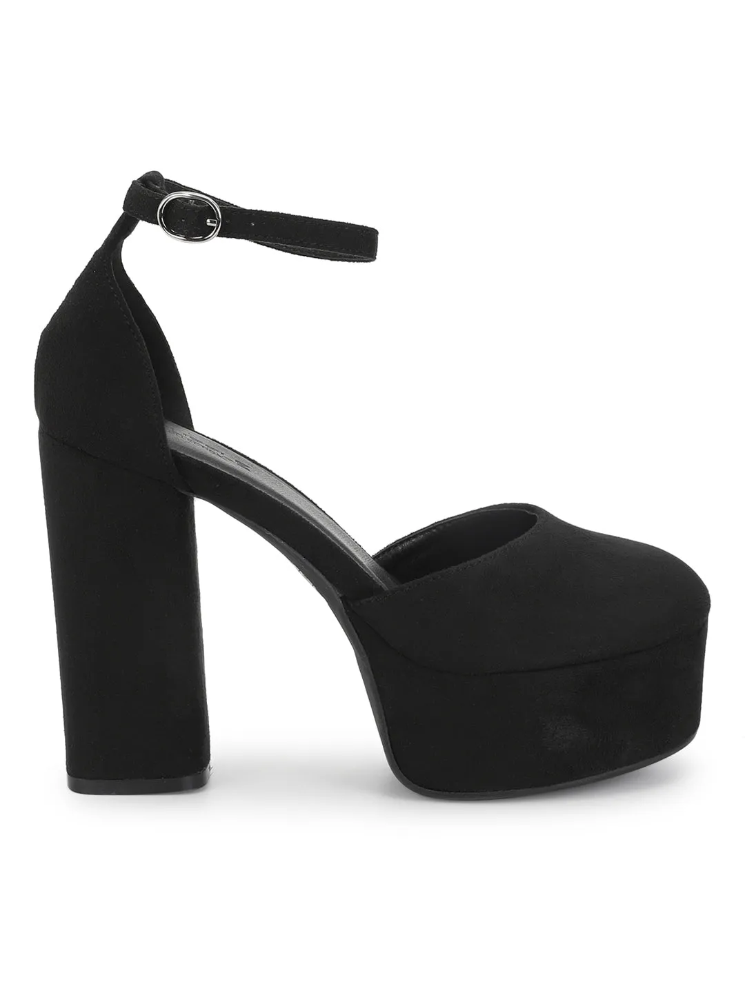 Black Suede Lace-Up Block Sandals (TC-TB5-BLK)