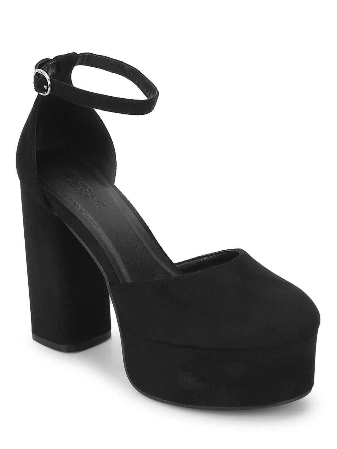 Black Suede Lace-Up Block Sandals (TC-TB5-BLK)