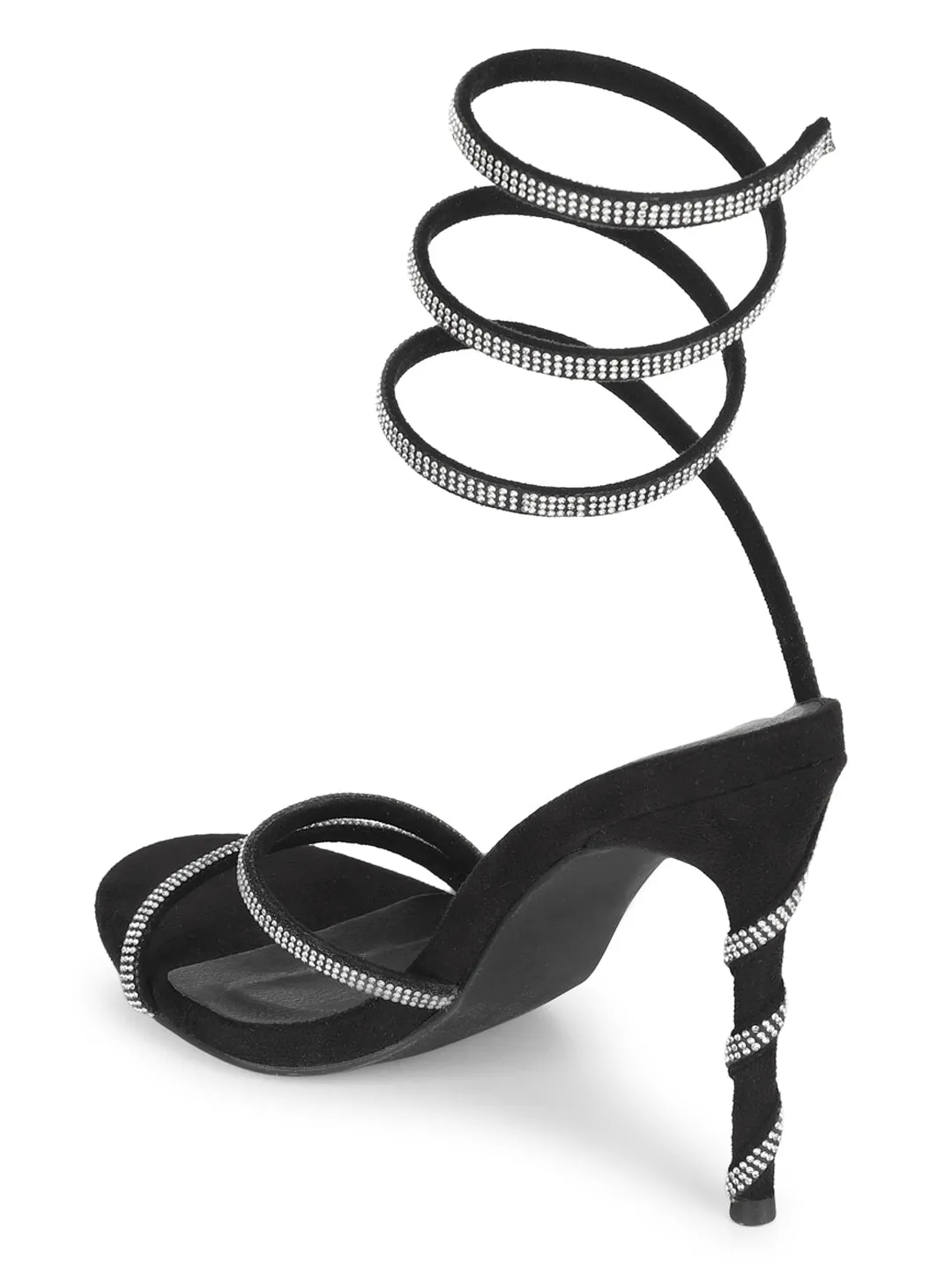 Black Suede Stiletto Sandals (TC-TB3-BLK)