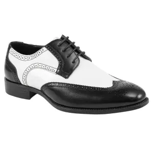 Black/White Two-Tone Wingtip Men's Lace-Up Dress Shoes Style No-ELWYN