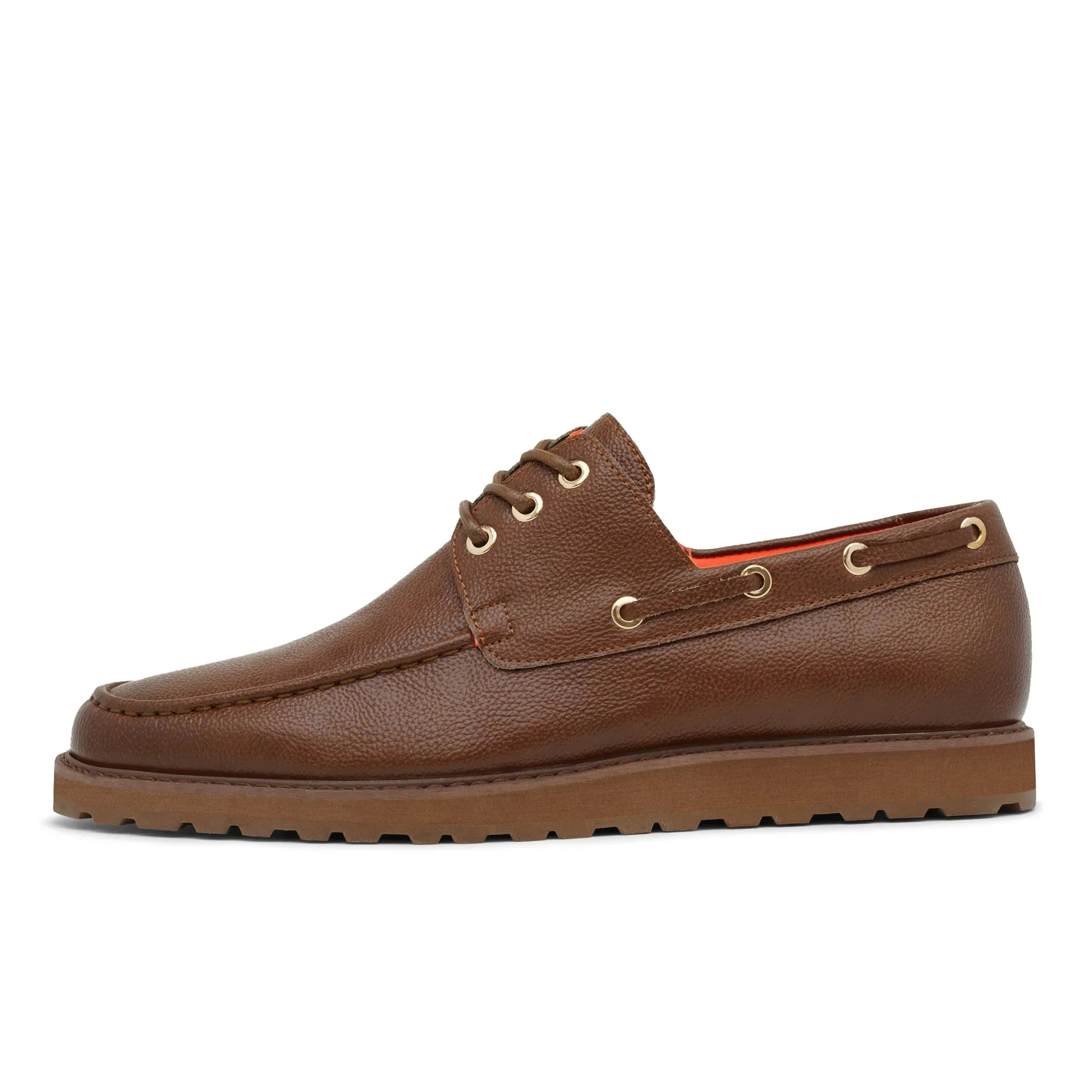 Brown Cognac Men's Lace-Up Shoes Tayno Leather Boat Casual Sneaker Style-The Captain