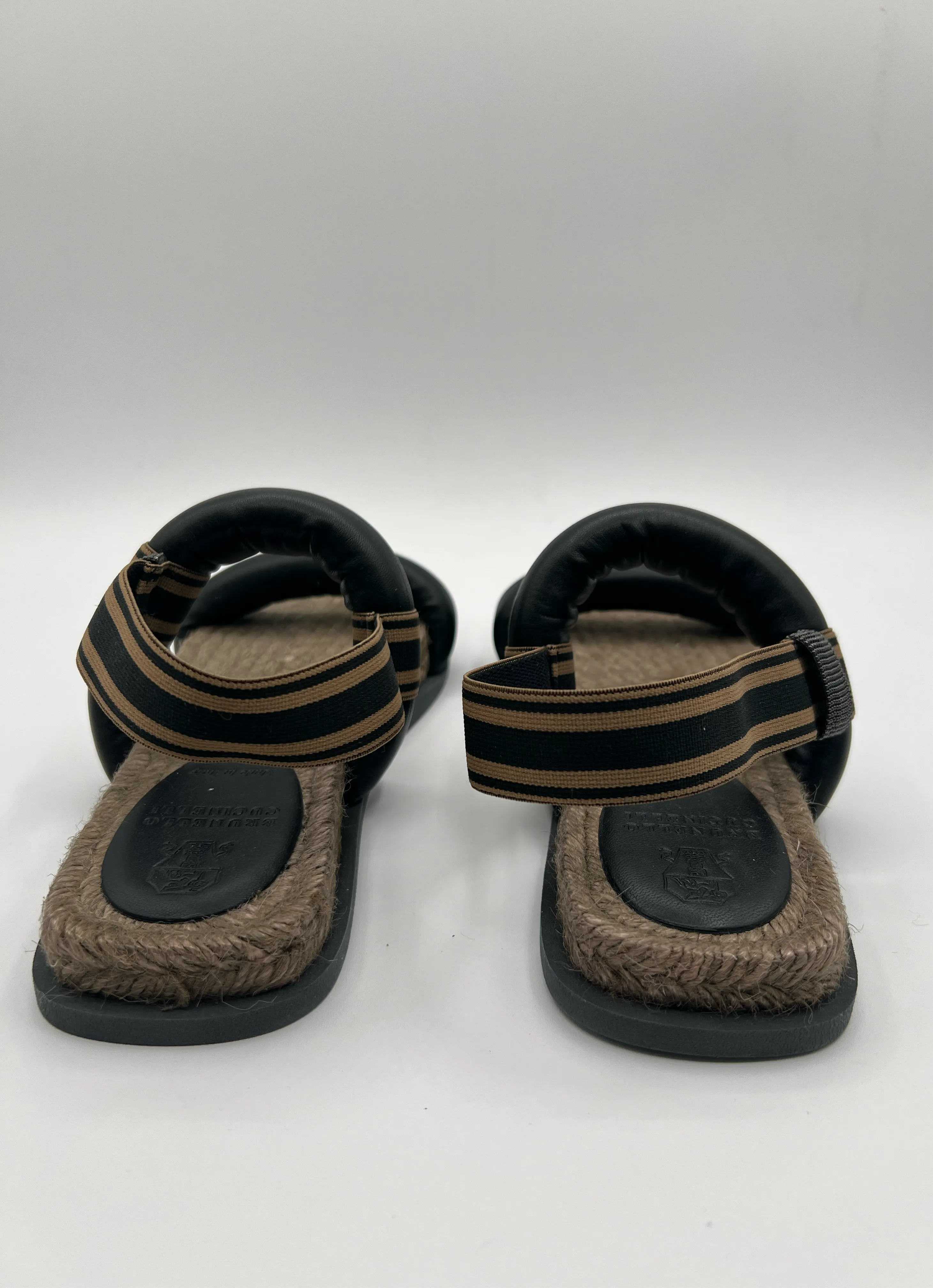 Brunello Cucinelli Raffia Slingback Slide Sandal Women's Espadrilles In Black