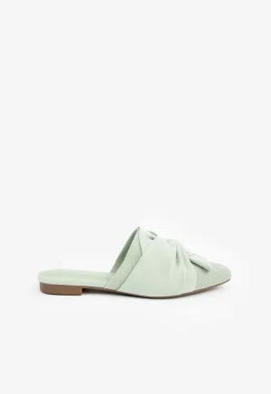 Choice Solid Fabric Bow Mules Green