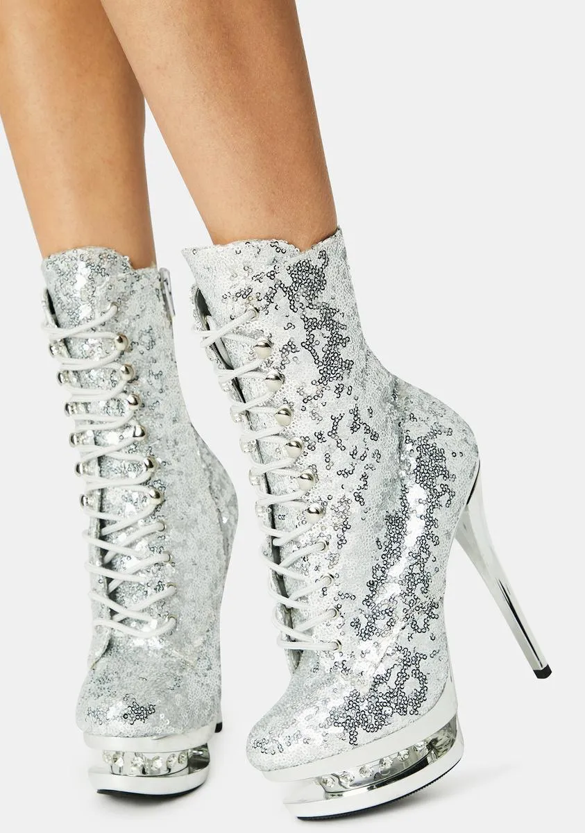 Chrome Check Me Out Platform Heels