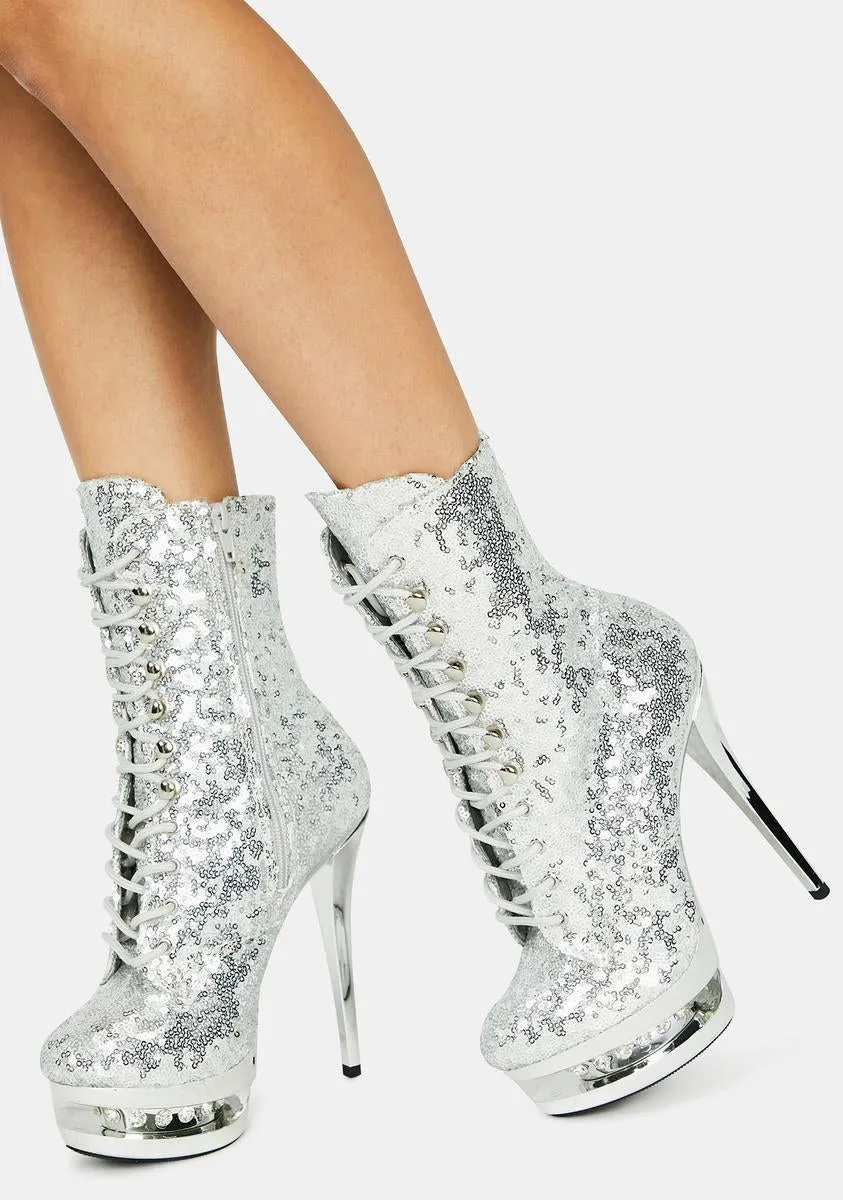 Chrome Check Me Out Platform Heels