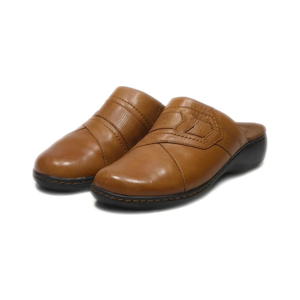 Clarks Bendables Mules Leather Brown Colour For Women