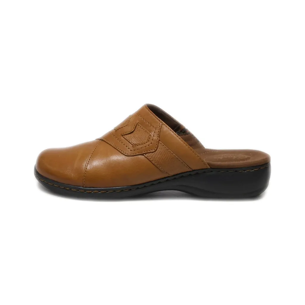 Clarks Bendables Mules Leather Brown Colour For Women