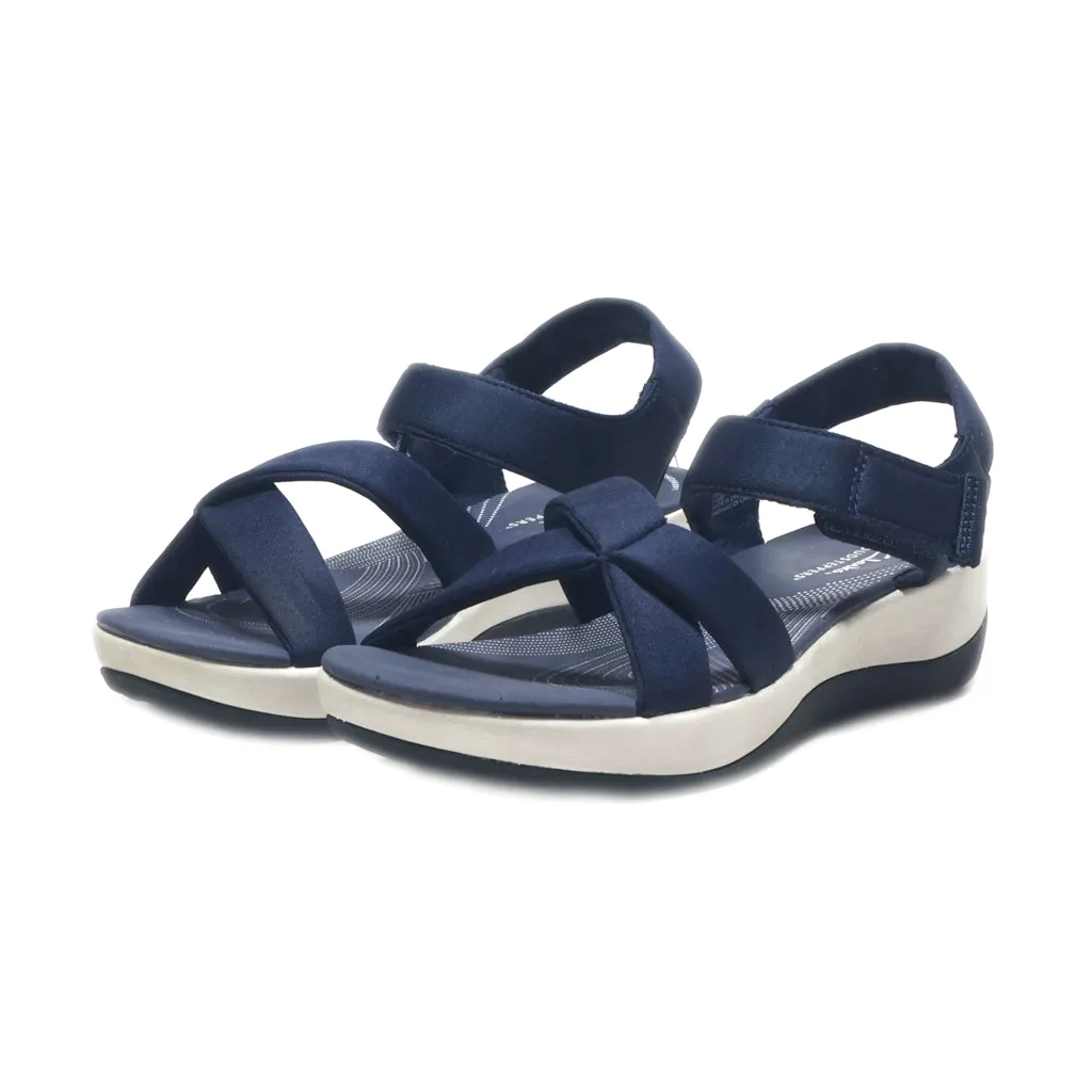 Clarks Platform Sandals Fabric Blue Colour For Women