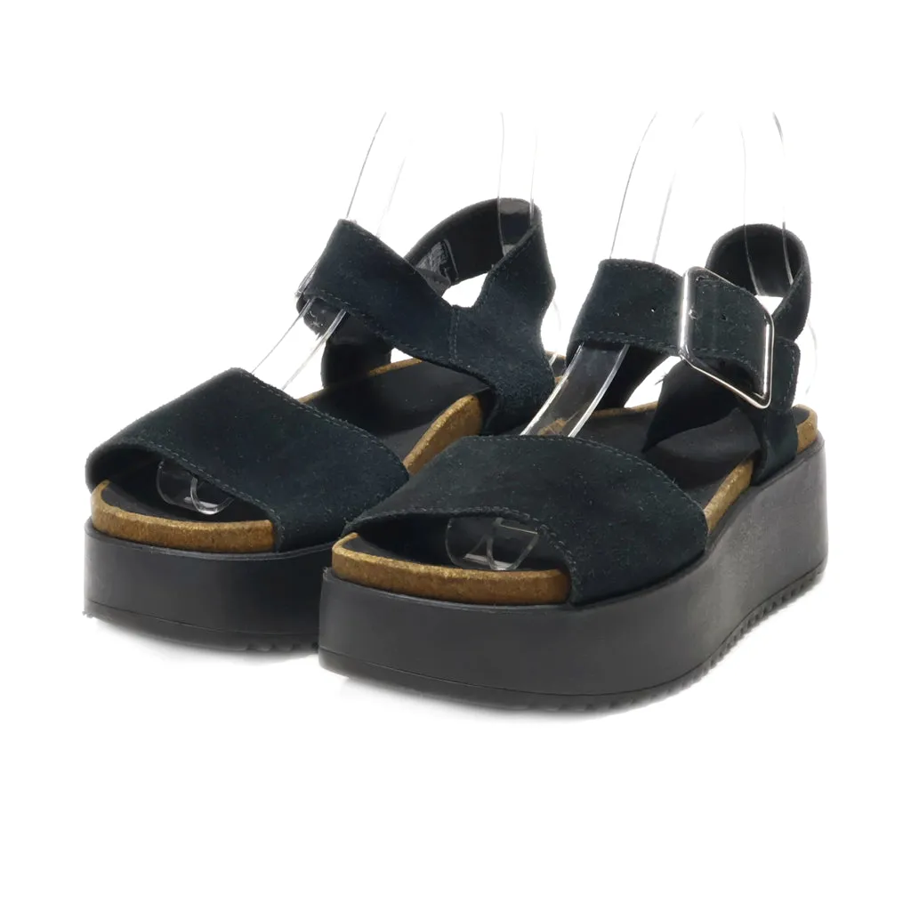 Clarks Platform Sandals Suede Black Colour For Women