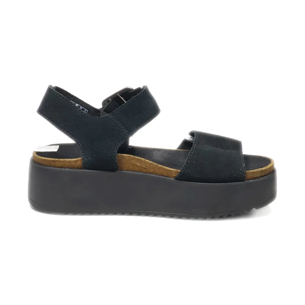 Clarks Platform Sandals Suede Black Colour For Women