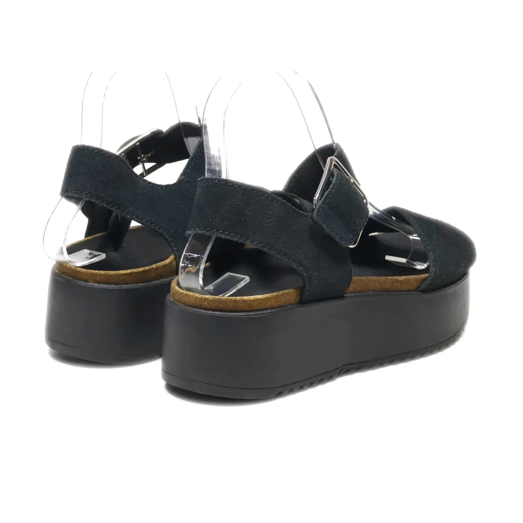 Clarks Platform Sandals Suede Black Colour For Women