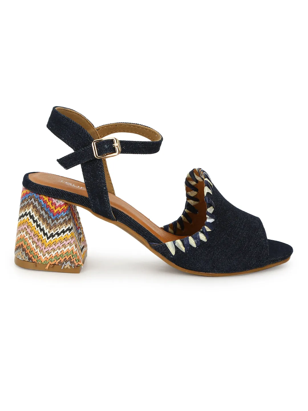 Dark Blue Denim Block Sandals (TC-A3178-DBLU)