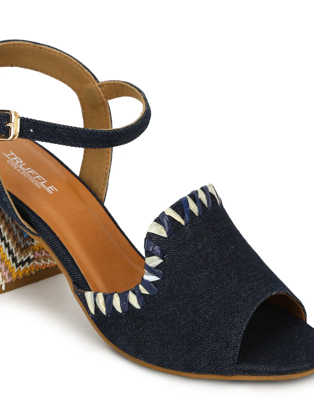 Dark Blue Denim Block Sandals (TC-A3178-DBLU)