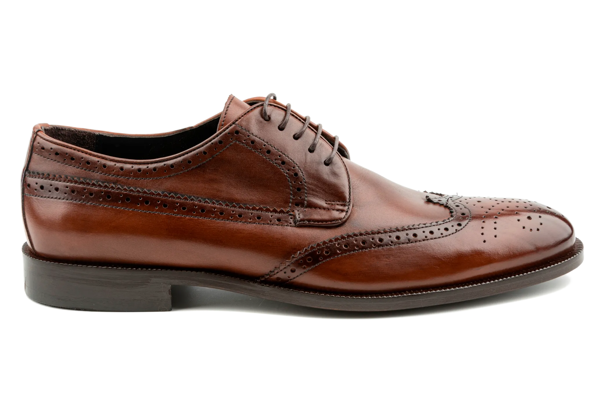 Debbano Koi Tan Derby Shoes, Wingtip & Brogued Full Grain Leather Men's Derby Shoes, Men's Suit Shoes, Best Derby Shoes