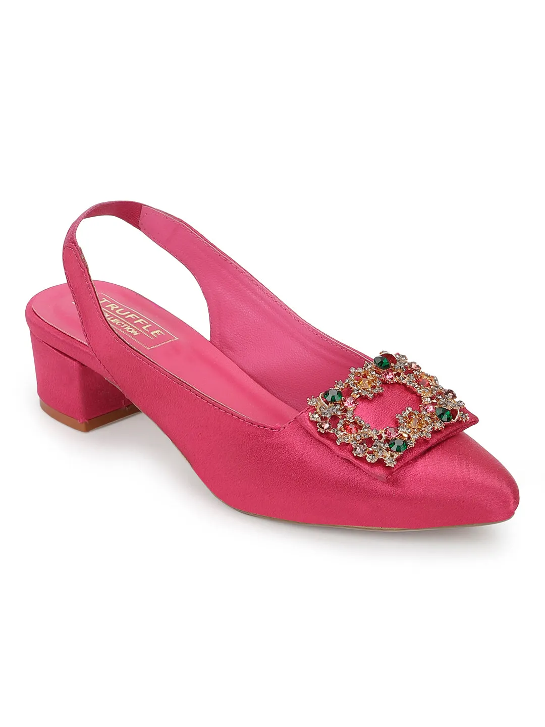 Fuschia Velvet Block Sandals (TC-SLC-BL72-FUS)