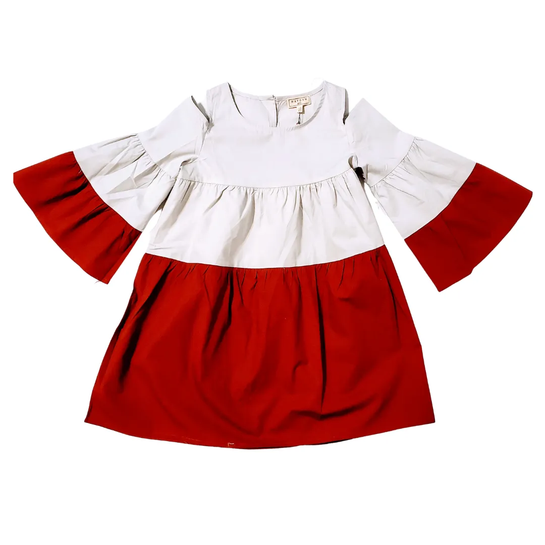 Girls Poplin Tunic Dress - Burgundy