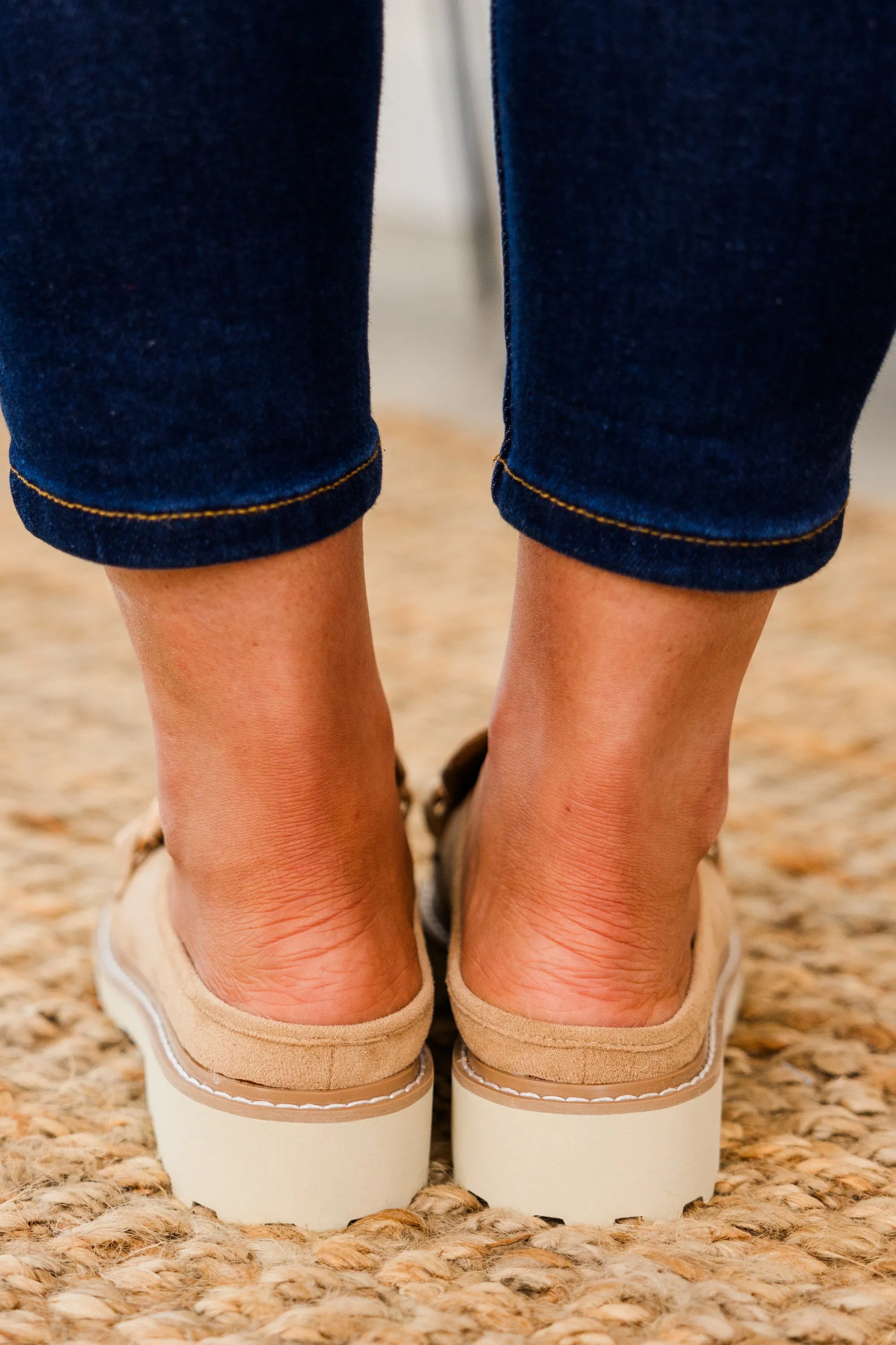 Glitter And Gold Mules, Taupe