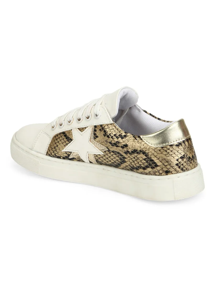 Gold Snake PU Trainers