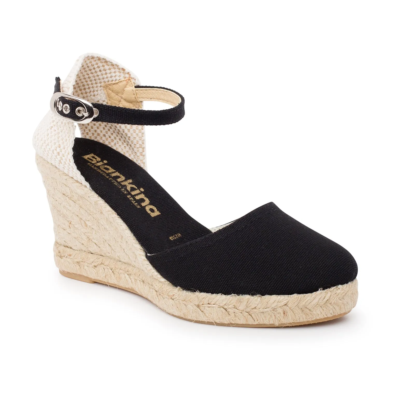 Granada Eco Canvas Vegan Espadrille Wedges - Black