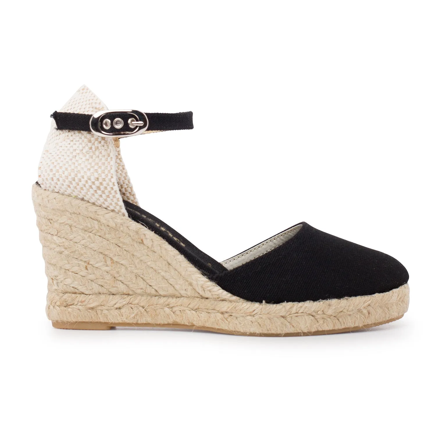 Granada Eco Canvas Vegan Espadrille Wedges - Black