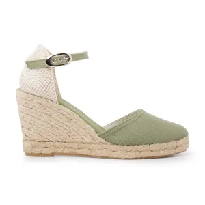 Granada Eco Canvas Vegan Espadrille Wedges - Olive Green