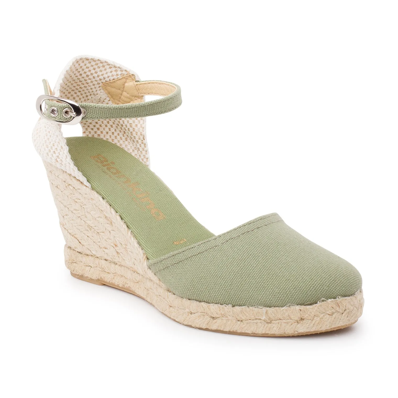 Granada Eco Canvas Vegan Espadrille Wedges - Olive Green