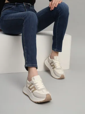 Grey Beige Suede Stylish Lace-Up Sneakers (TC-RS3592-GRYBEIG)