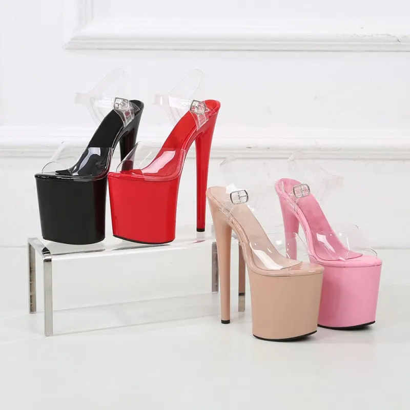 High Heel Platform Sandals with Clear Straps for Women