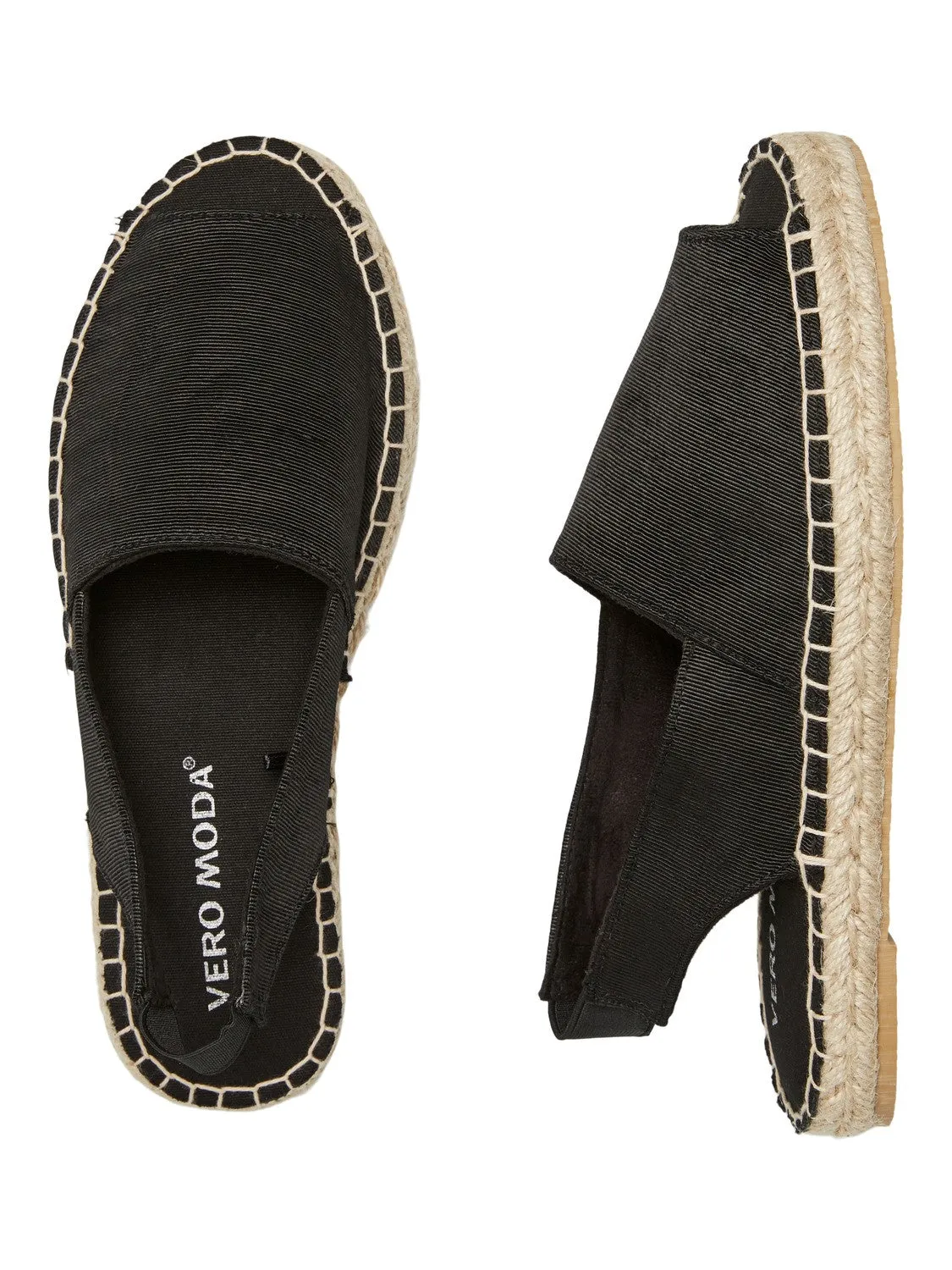 Kera Black Flat Espadrille Sandals Slim Fit