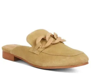 Krizia Chunky Chain Suede Slip On Loafers