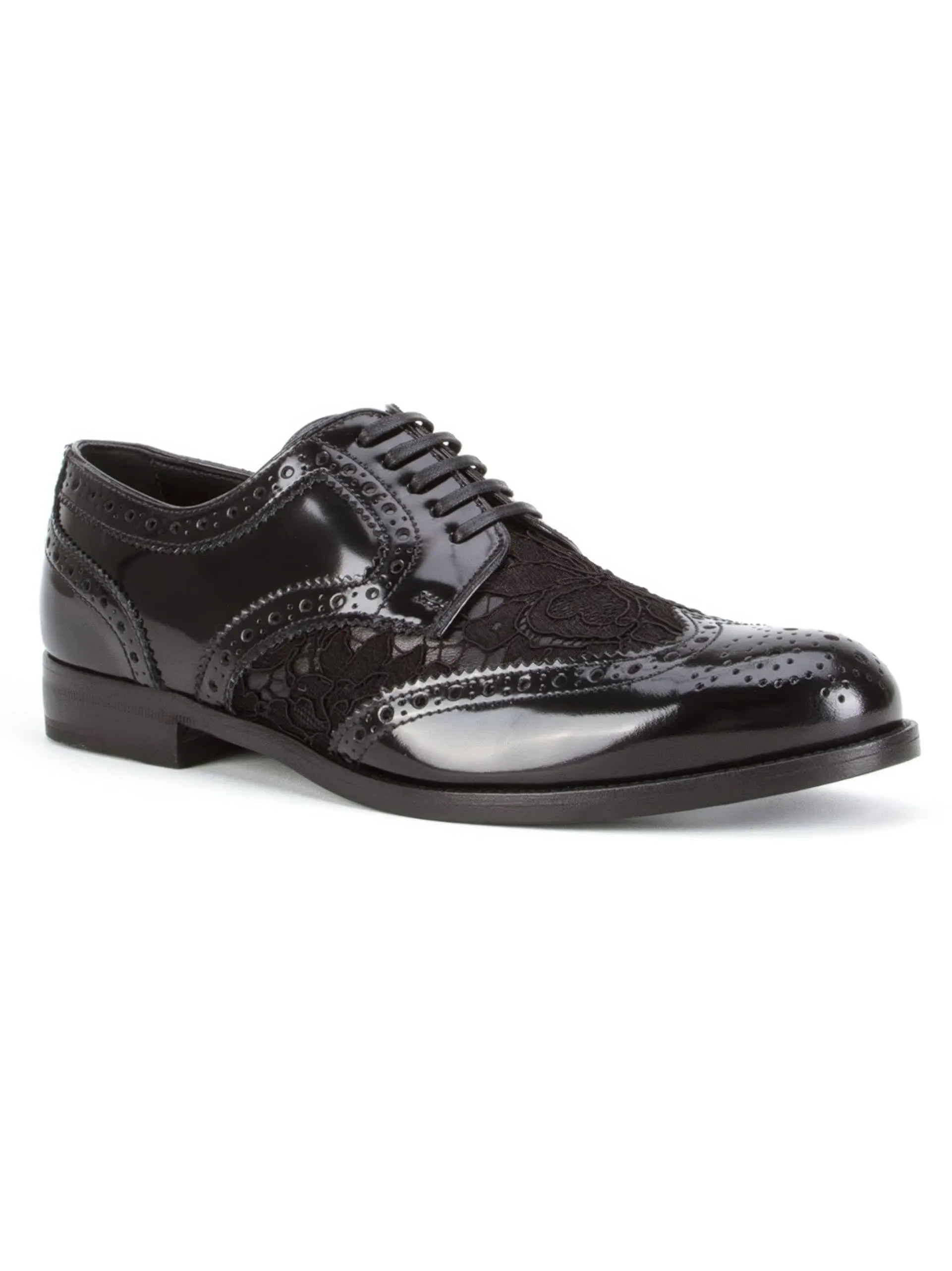 Lace Detail Leather Derby Shoes