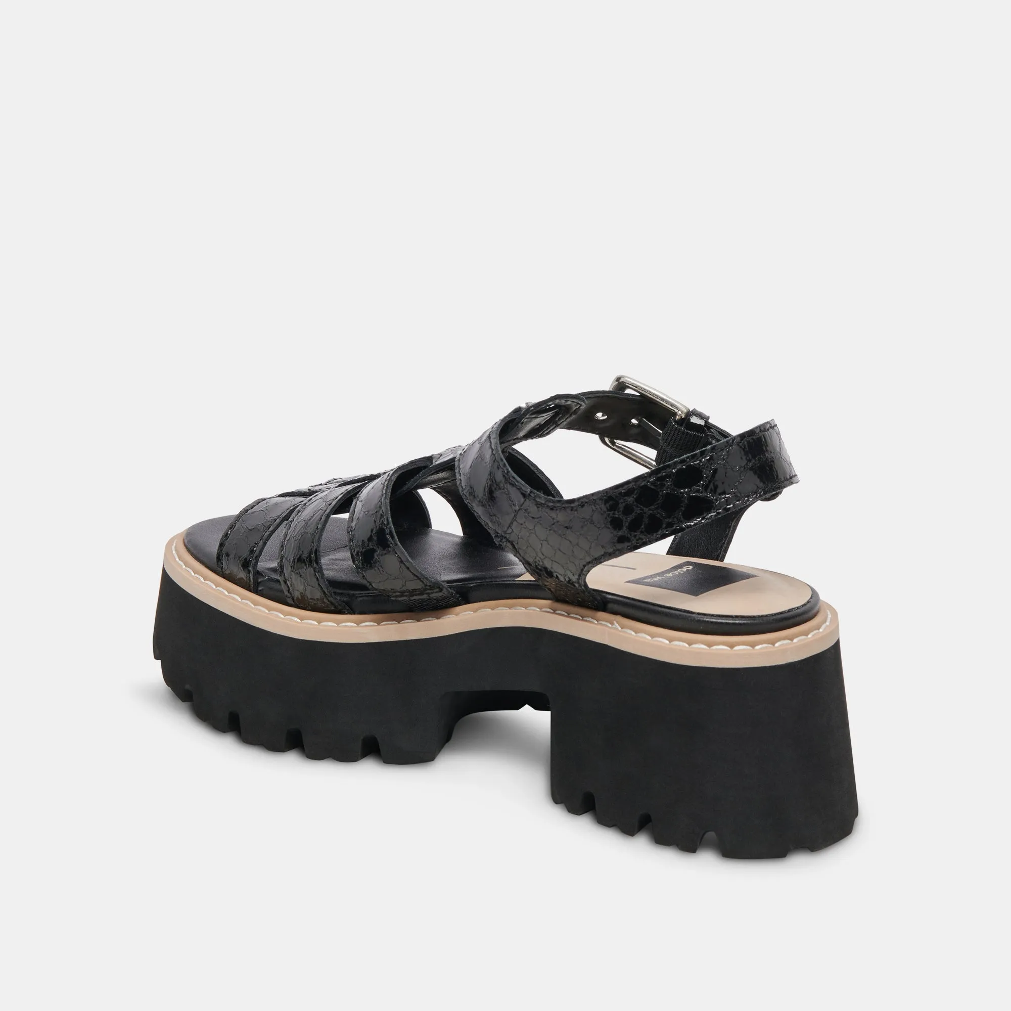 LATICE SANDALS MIDNIGHT EMBOSSED LEATHER