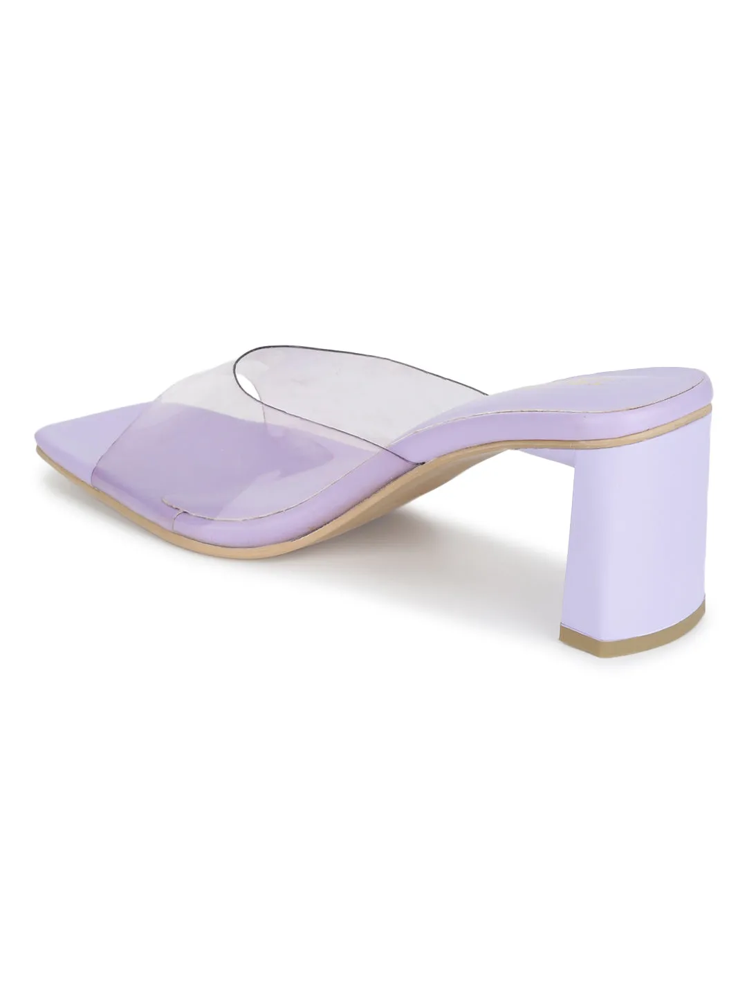 Lilac Purple PU Perspex Clear Block Mules (TC-ST-1228-LILPU)