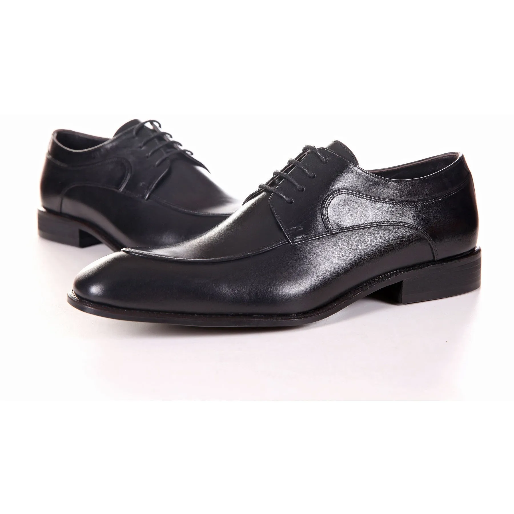 Men's Genuine Leather Derby Formal Black Shoes by ENAAF #YS06BLK