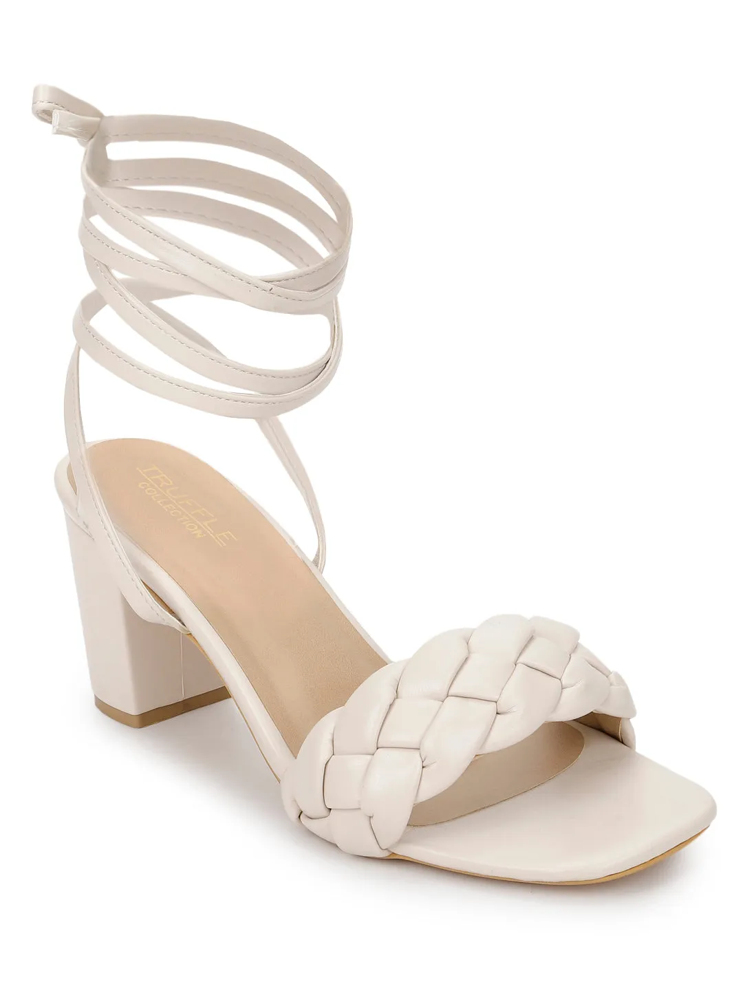 Nude PU Lace-Up Block Sandals (TC-SLC-CR022-NUD)